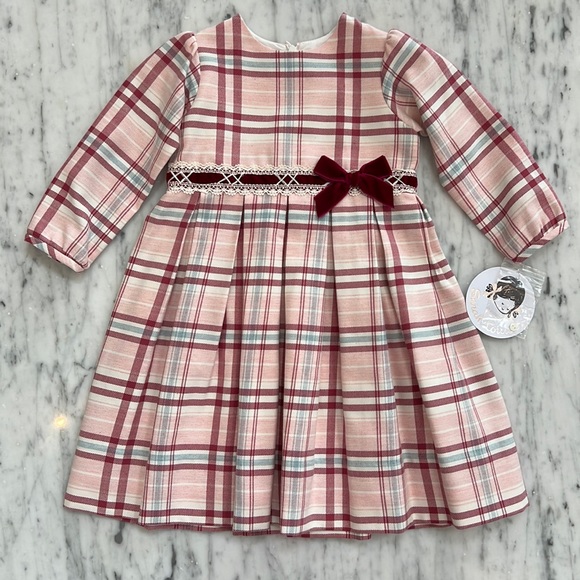 New Sarah Louise Girls Pink Plaid Holiday Party Dress
